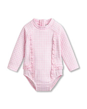 Load image into Gallery viewer, Pink Gingham LS Sunsuit
