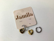 Load image into Gallery viewer, Dual-Tone Heart Earrings
