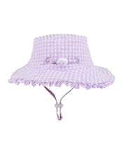 Load image into Gallery viewer, Lilac Gingham Swim Sun Hat
