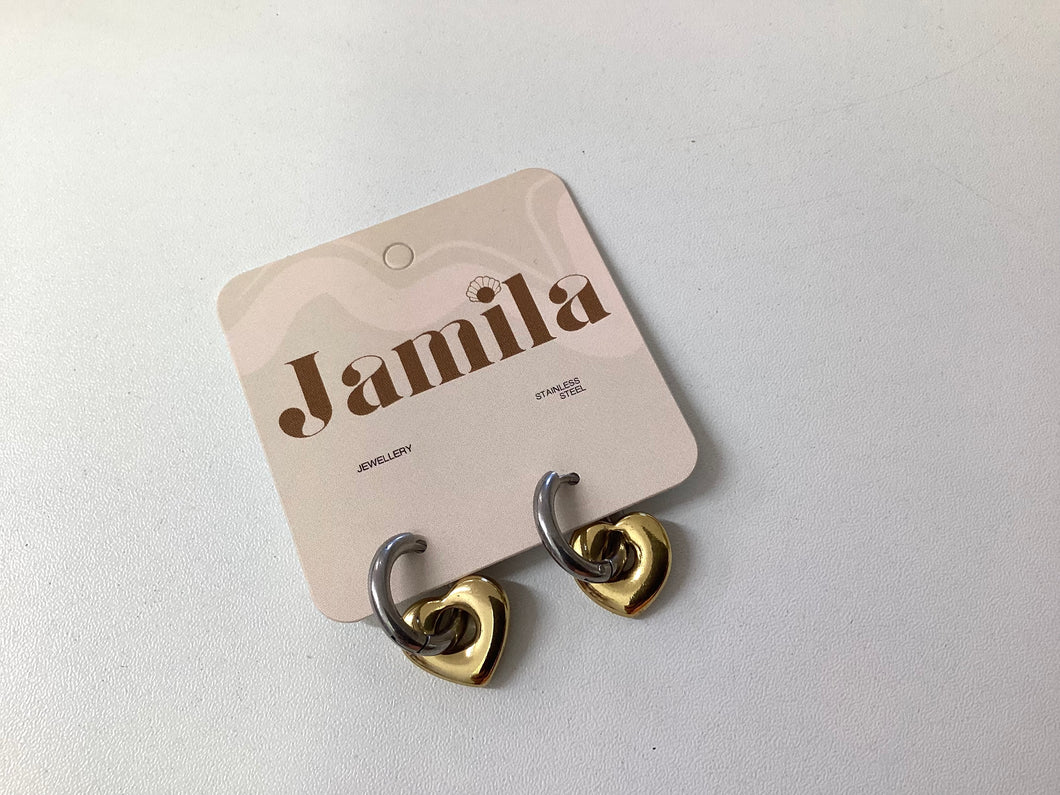 Dual-Tone Heart Earrings