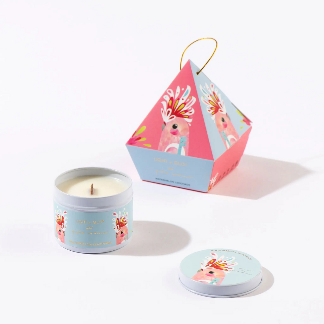 Light & Glo Travel Tin Candle - Pink Cockatoo
