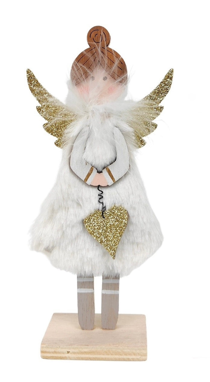 Fluffy Reindeer and Angel Holding Star Standing Decorations